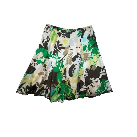 Chicos Womens  Floral A-Line Skirt Size 2 Medium Green/White/Brown - Picture 8 of 10